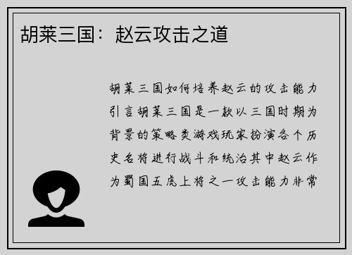 胡莱三国：赵云攻击之道